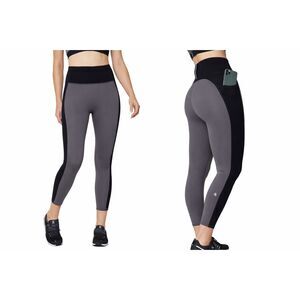 FourLaps Plyo Legging Black Gray Pocket Activewear Compression Fit Size L